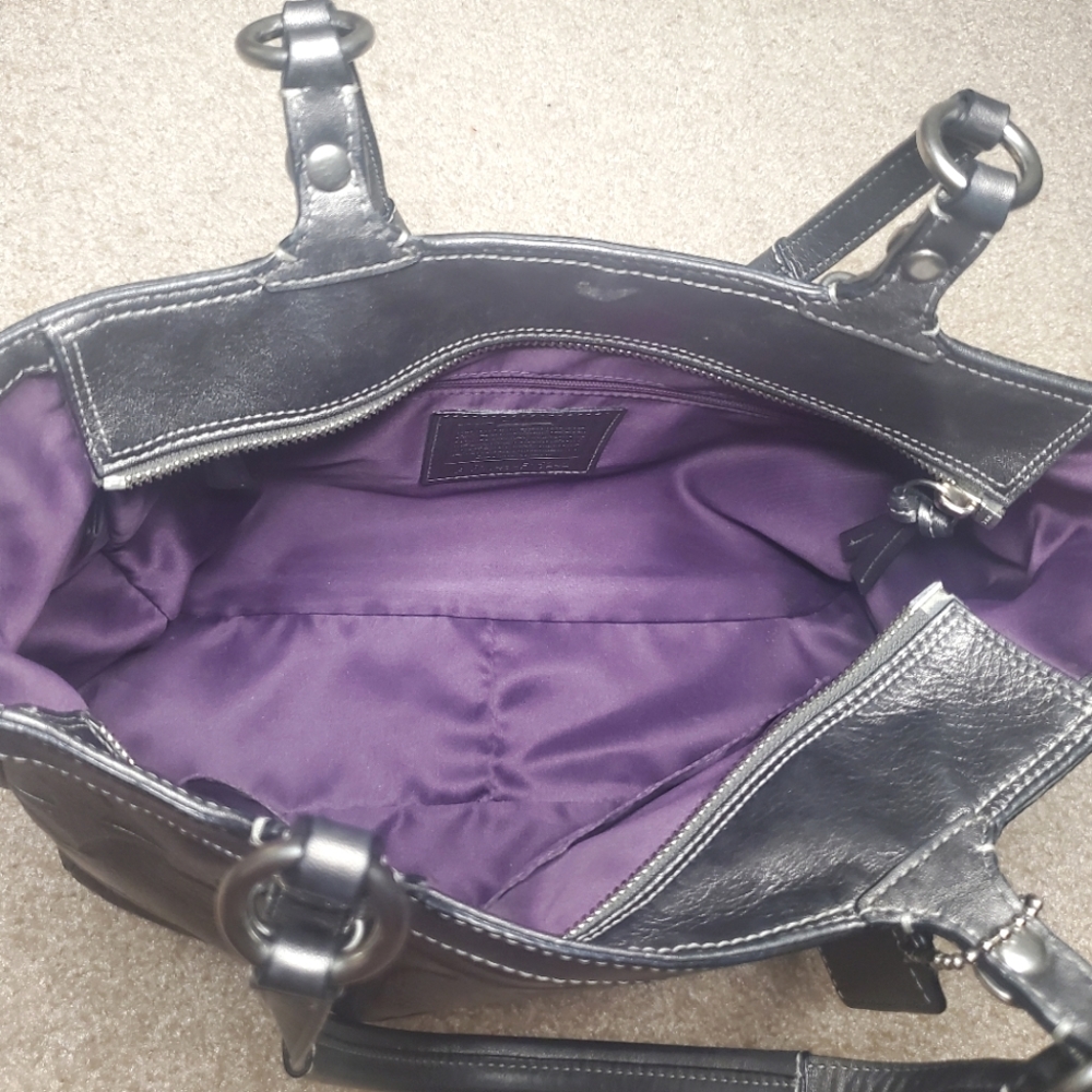 Coach Gun Metal Leather Purse - Picture 4 of 9